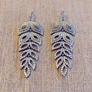 Vintage Style Rhinestone Statement Dangle Earrings Holiday Elegant Long Fancy